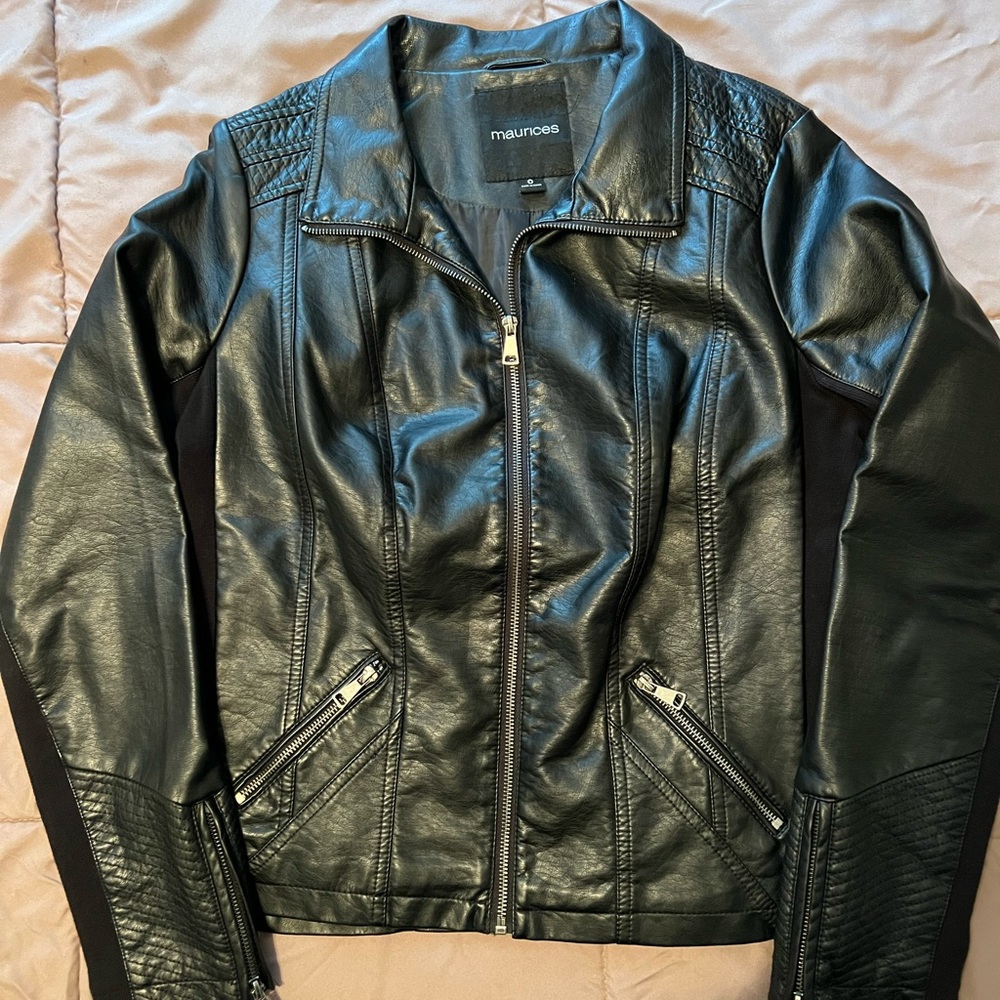 Black Faux Leather Jacket XL